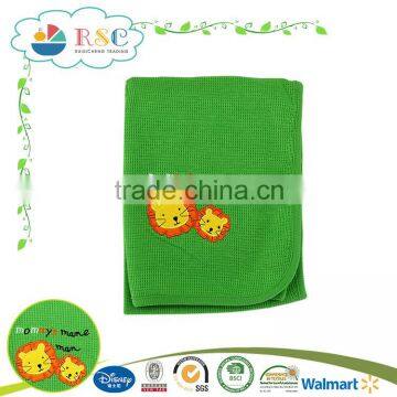 Hot sale!! 100%cotton green baby blanket