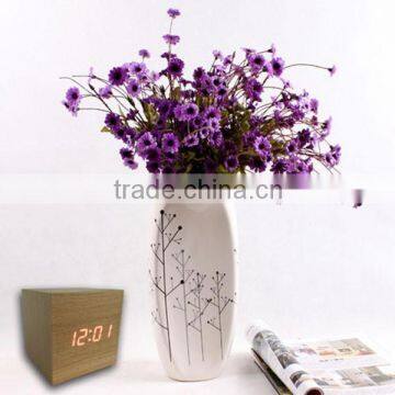 LED Wooden Digital Table Clock with Touch Function for Snooze