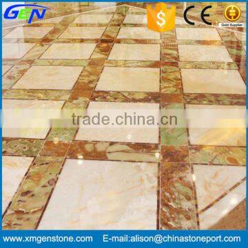 Popular Hall Flooring Design White And Green Onyx Tile