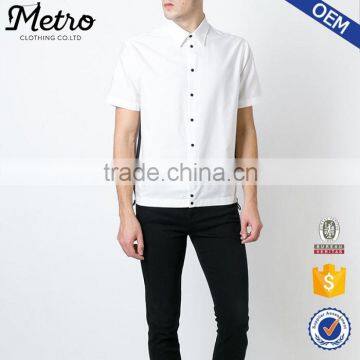 High quality men's white short sleeve custom shirt