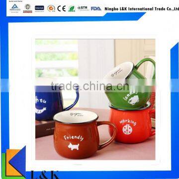 creative belly shape ceramic mug with cookie holder/ceramic coffee mug with lid