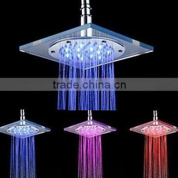 Glass Rainfall LED Square Shower Head With Shower Head