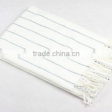 Latest Design Korean Fashion Tassel Striped Wool Shawl Scarf photo-3