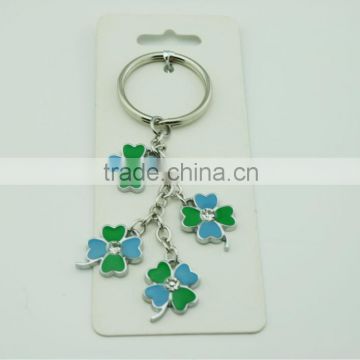 Good Luck Keychain Four Leaf Clover Key Holder Lucky Keychain Key chain with 4 leaf clover and Celtic trinity charm