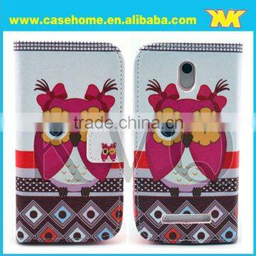 Owl Standing Print Leather Case for HTC D500