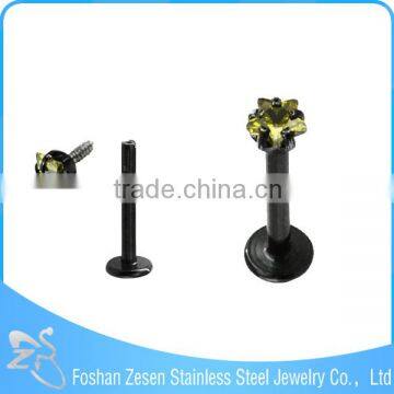 Surgical Steel Anodize Internally Threaded Clear Star Zircon 14G Cheap Lip Ring photo-6