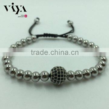 2016 Latest Fashion Beaded Wrap Bracelet With Ajustable Cord Black Beads Bracelet photo-6