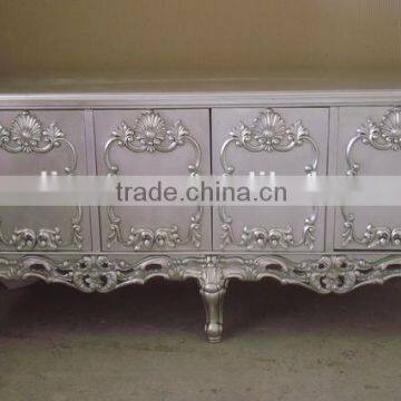 Silver carved wooden living room cabinet XD1820