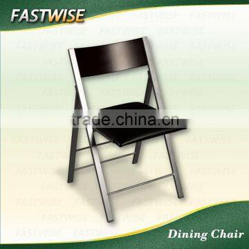 Black PVC Slim Cut Space Saving Design Dining Chair for Dining Room photo-3