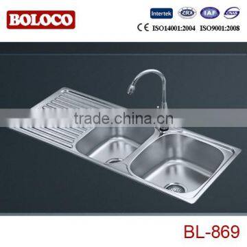 One-piece extending 1 1/4 bowl kitchen sinks BL-869