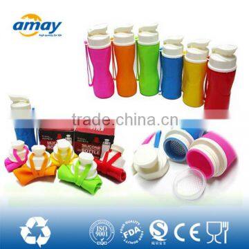 2016 silicone foldable squeeze sports water bottle/small portable silicone water bottle manufacturers