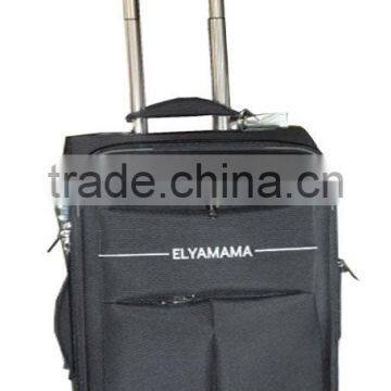 Grey color vintage design fake button dot fabric two wheels luggage suitcase with top and side handle