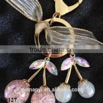 Wholesale Creative Lovely Cherry Keychain Metal Keychain Gemstone Keychain K0127 photo-3
