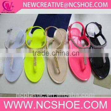 beach thong sandal ladies t-shape sandal with rhinestone