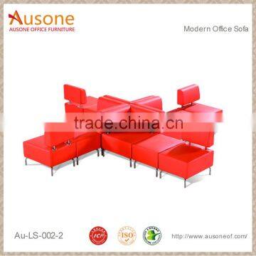 China Office Product Orange Leather Sectional Sofa photo-3