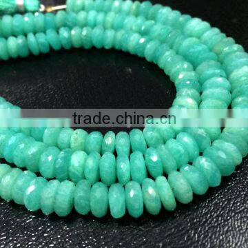 SEMI PRECIOUS NATURAL AMAZONITE 7MM-8MM FACETED LOOSE BEADS RONDELLE BEADS, AMAZONITE BEADS