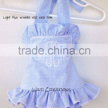 Children 's gingham seersucker dress,gingham clothing for girls,Baby gingham