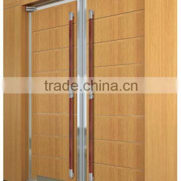 Luxury solid wooden entry door pull handle with wood look