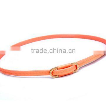 Fashion PU Belt With Stone Attached Buckle in 1cm Width photo-4