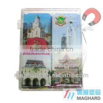 Arcylic box epoxy fridge magnet castel souvenir churches