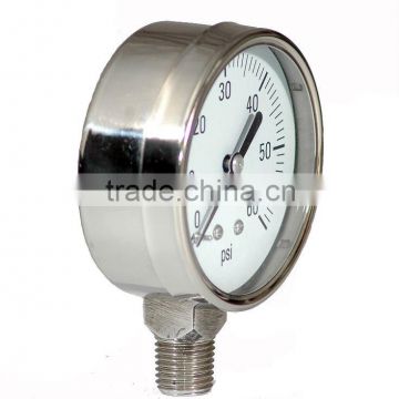 Vacuum pressure gauge with oil filled