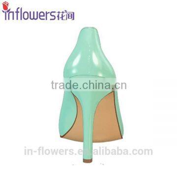 Light Blue Patent Leather Ladies High Heel Dress Shoes photo-2