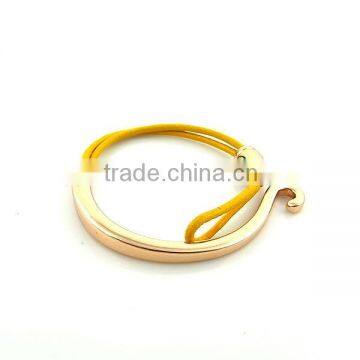 Leather bracelet thin metal bangle