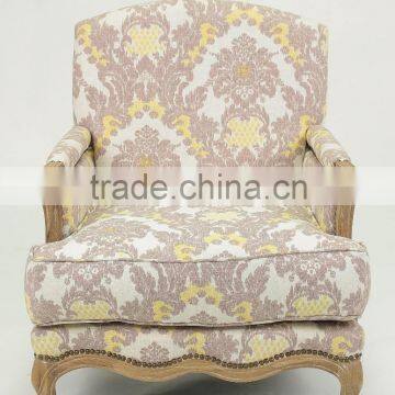 Classic Hand Carved Nail Desigend Cotton Fabric Leisure Living Soft Bag Armchair(CH-299-OAK) photo-2