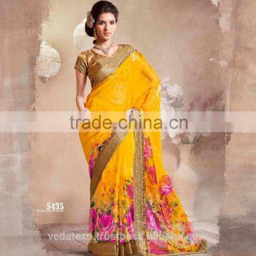 Yellow Digital Print Saree