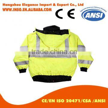 Safety Winter Jacket Fluorescent Hood Jacket Wholesale Waterproof Windproof Coat With Reflector photo-3