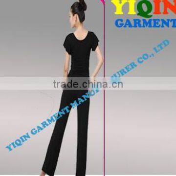 High Quality Gym Wear Lotus Leaf Short Sleeve Sexy Ladies Gym Wear Yoga Wear photo-2