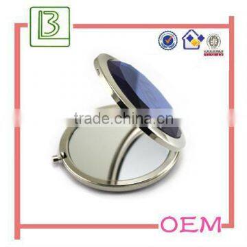 Metal Round Crystal Pocket Double Mirror