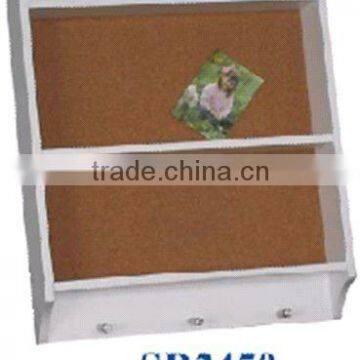 Wooden memo board with three hooks