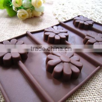 Eco-friendly Flower design Silicone Lollipop Mold Hard Candy Mold