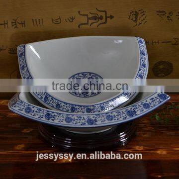 Funny ceramic blue snack triangle bowl cheap restaurant dinnerware