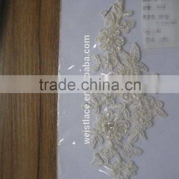 Sparkling beads and sequins decoration bridal lace applique wholesale