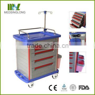 ABS emergency cart with 5 drawers for hospitals (MSLMT02N)