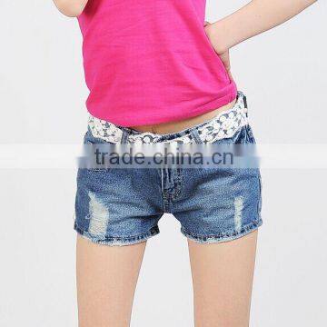 The summer of 2015 new holes in Jeans Dress Lace