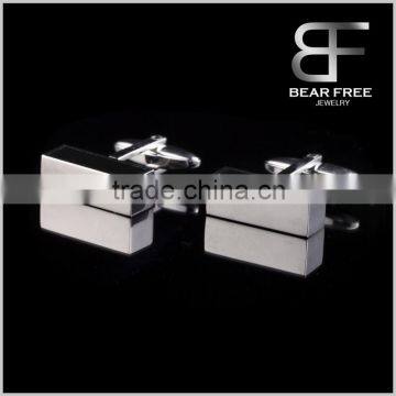 High Polished Silver Color Stainless Steel Mens Shirts Blank Retangular Business Cufflinks