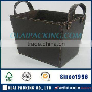 large capacity leather box for hamper with handle