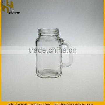 200ml high quality clear handled glass honey jar with screw cap wholesale