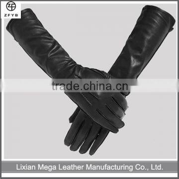 Wholesale Women Black Long Opera Winter Leather Hand Glove