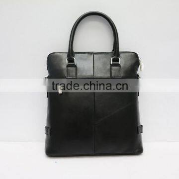Special Design Men's Black First Layer Lambskin Leather Multifunctional Zipper Briefcase photo-5