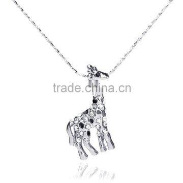 18k Solid Gold Necklace Women Austrian Crystal Rhinestone Pendant Giraffe Jewellery Necklace