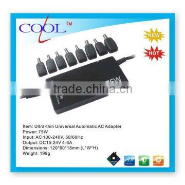supply high quality 75W Ultra-thin Universal Automatic with LCD 75W Automatic Laptop Universal Adapter