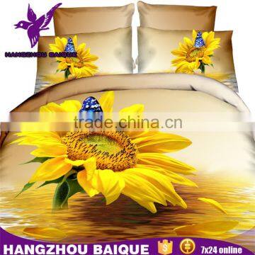 3D Cotton Butterfly and Sunflower Bedsheet Bedding Set