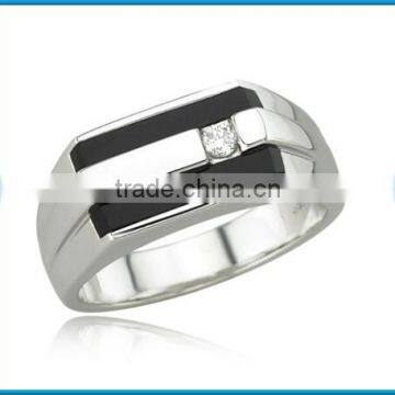 Modern and masculine white gold men's balck onyx diamond ring