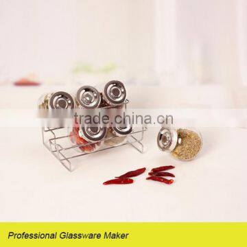 hot sale 7pcs glass spice jar with rack