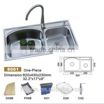 2014 LELIN new arrival double bowls stainless steel kichen sinks LL-8001