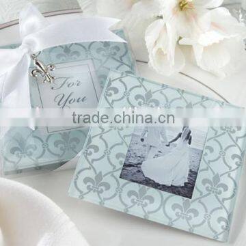 Fleur de lis Frosted-Glass Photo Coasters